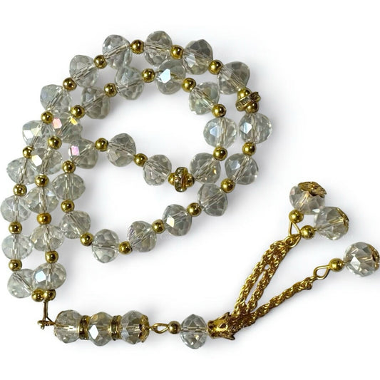 Crystal 33 Beads Tasbeeh Islamic Prayer Beads Rosary Dhikr Counter