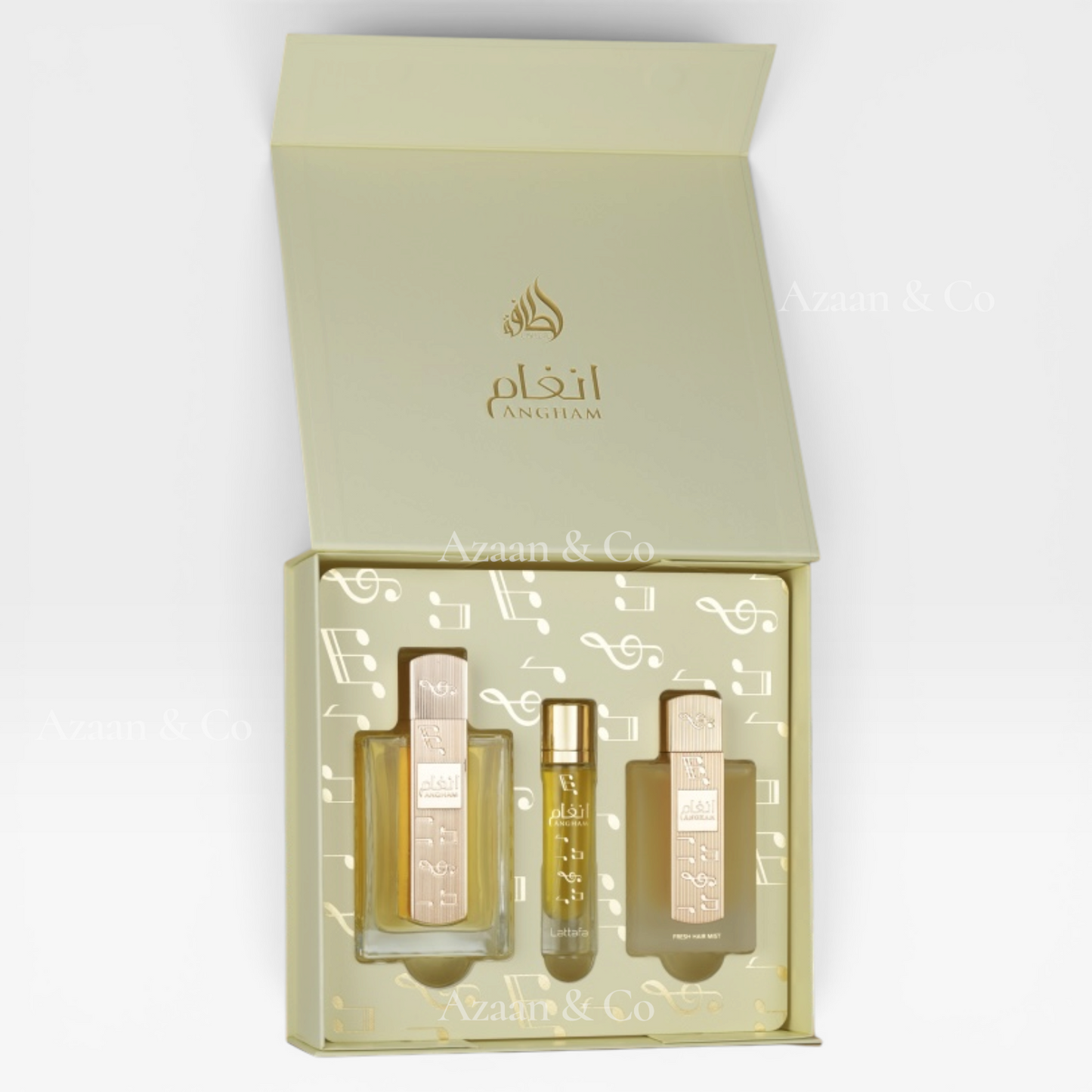 Angham 3pc Gift Set 100ml EDP Spray, 12ml Travel Perfume & 50m Hair Mist