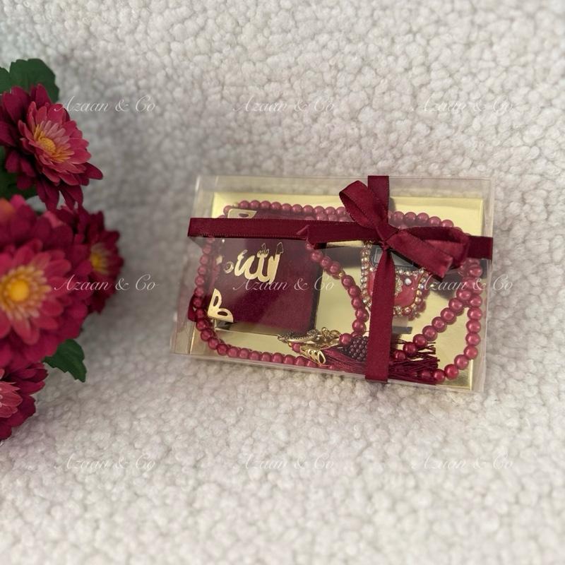 Mini Velvet Quran, Finger Counter & Pearl Tasbeeh Set