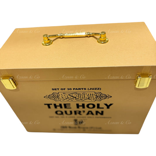 Holy Qur'an 30 Juz (Para) Box Set - Large Arabic Script – 9 Line Softcover (Gold)