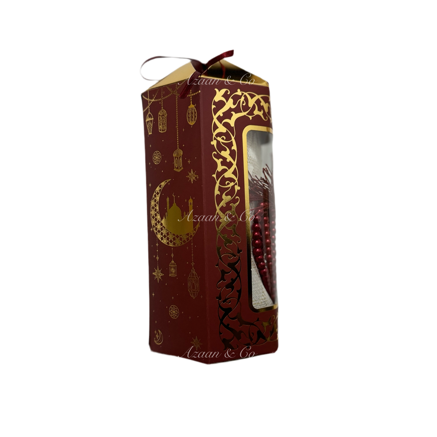 Travel Prayer Mat & Tasbeeh Gift Set - Hexagon Box