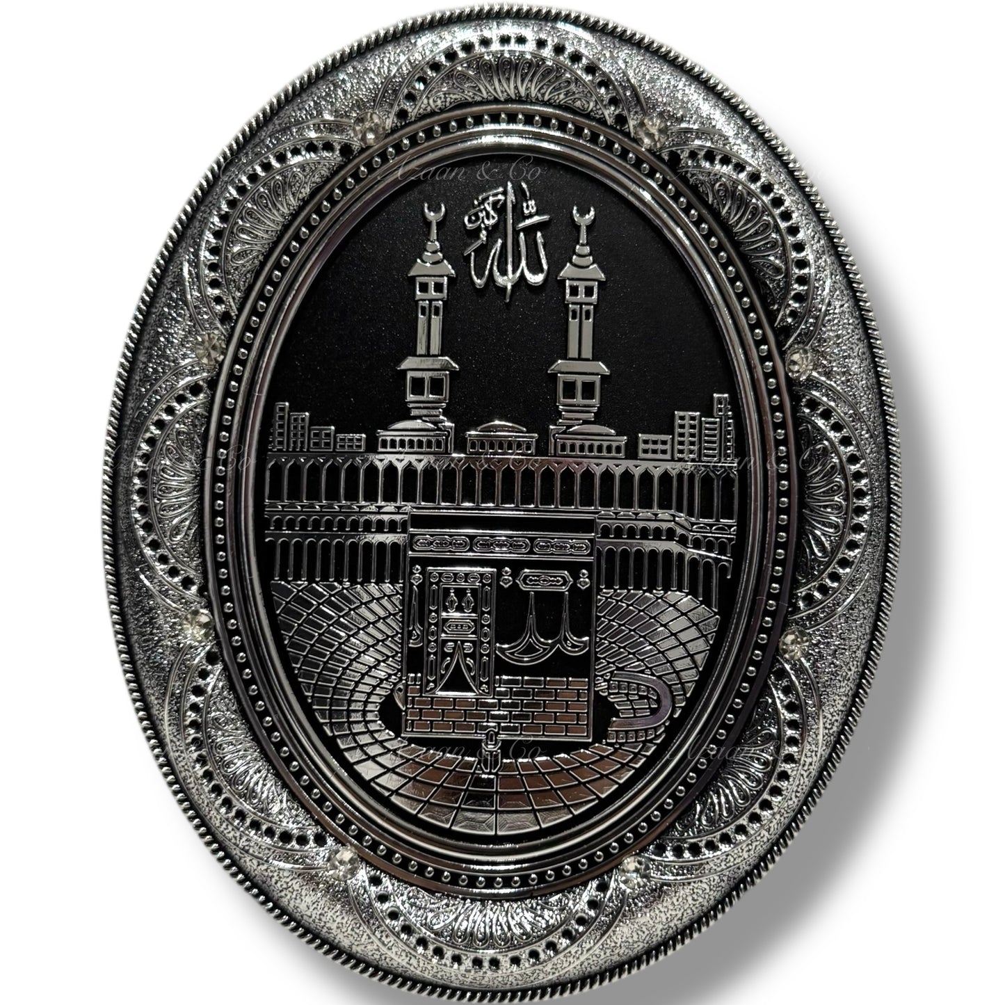 Mini Oval Ornament Decor | Kaaba, Masjid Al Haram | Black/Silver | 12cm x 15cm