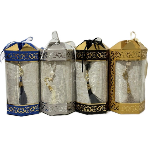 Travel Prayer Mat & Tasbeeh Gift Set - Hexagon Box