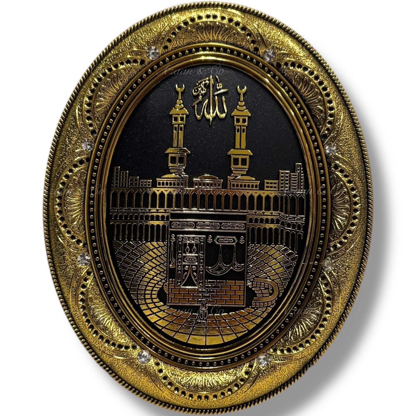 Mini Oval Ornament Decor | Kaaba, Masjid Al Haram | Black/Gold | 12cm x 15cm
