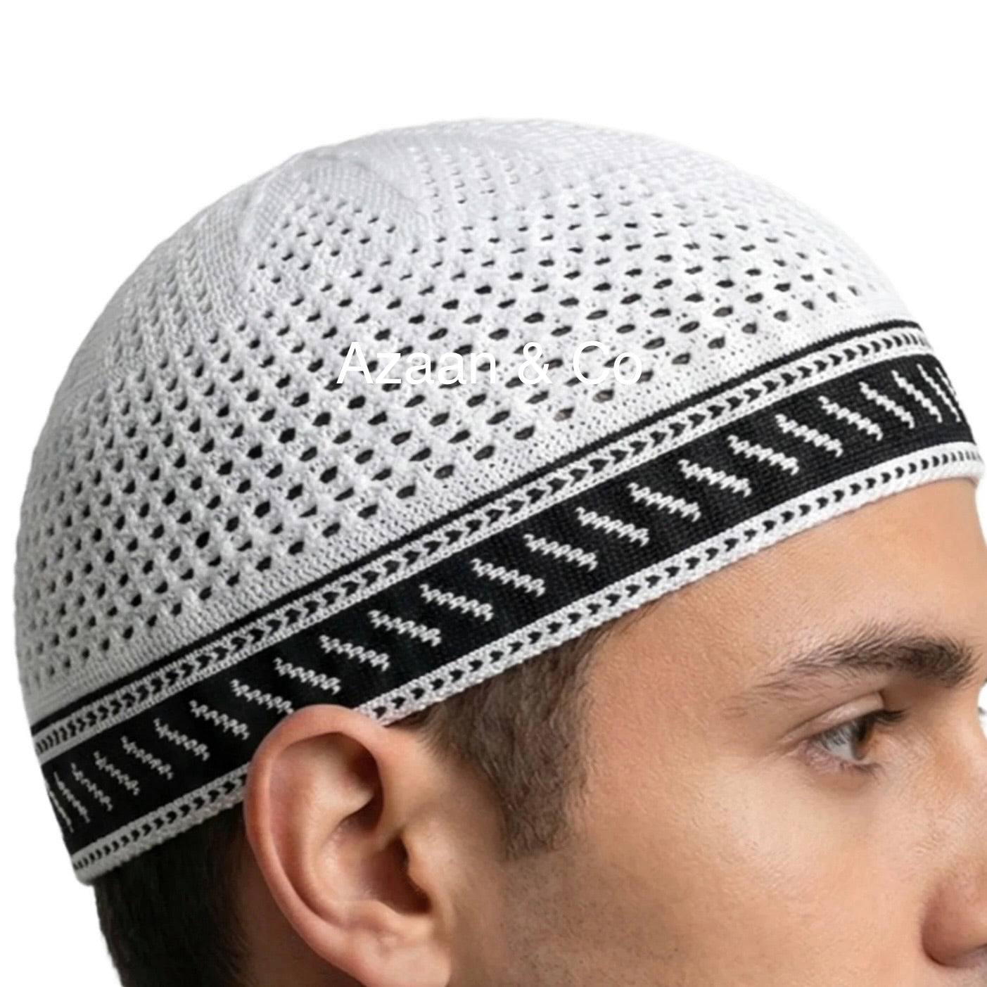 Men’s Prayer Hat Knitted Premium Quality Cotton Material Black White