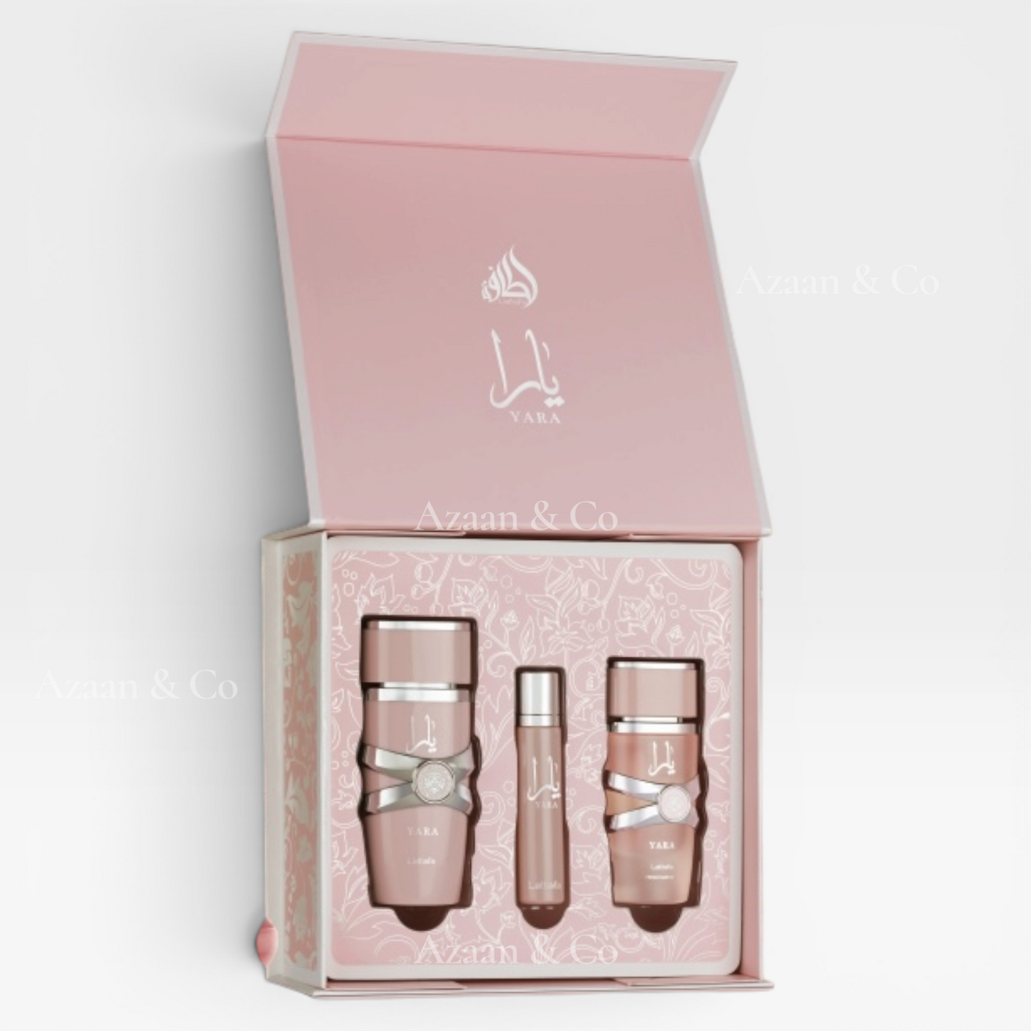 Yara Pink 3pc Gift Set 100ml EDP Spray, 12ml Travel Perfume & 50m Hair Mist
