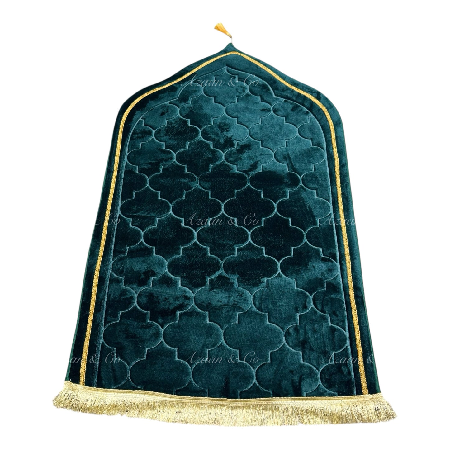 Soft Dome Shape Prayer Mat with Tassel Velvet Islamic Musalla Padded Salah Travel Prayer Rug