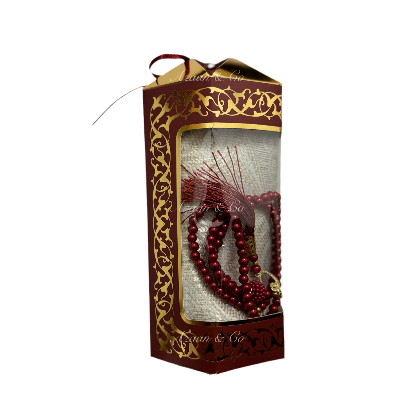 Travel Prayer Mat & Tasbeeh Gift Set - Hexagon Box