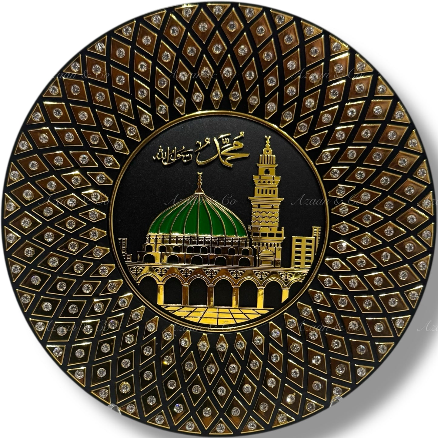 20cm Plate Ornament Decor | Masjid Nabawi | Black/Gold