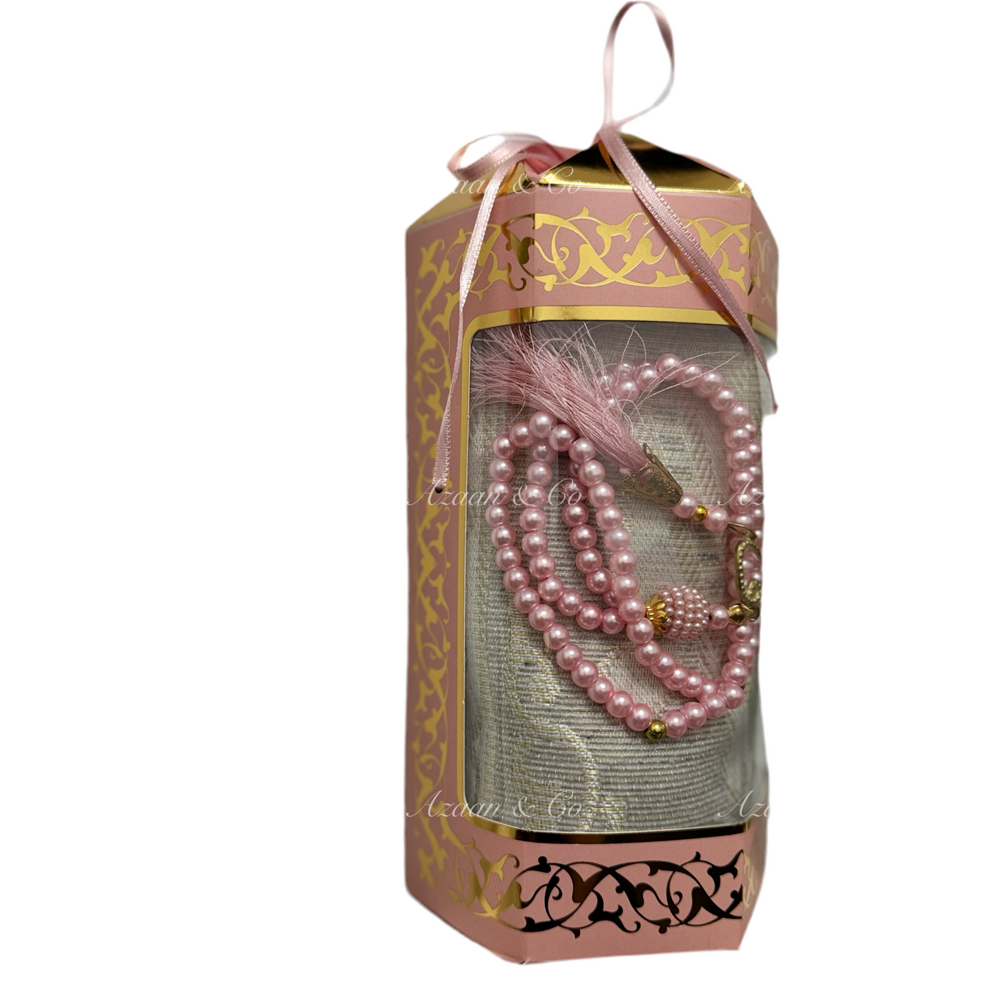 Travel Prayer Mat & Tasbeeh Gift Set - Hexagon Box
