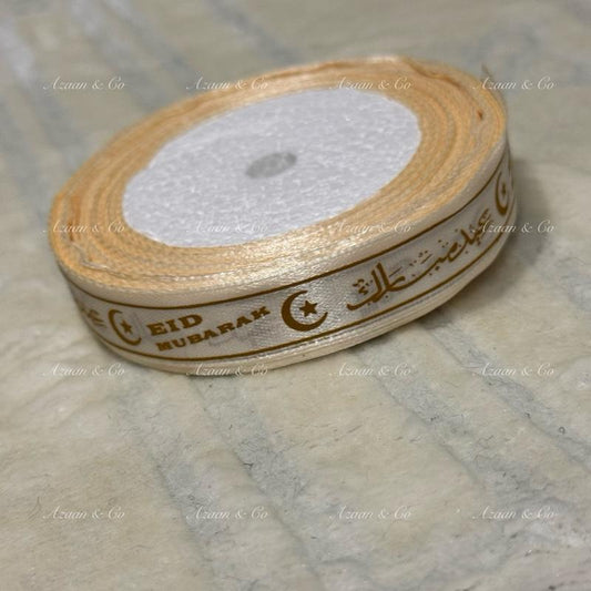 Eid Mubarak Ribbon Satin Gold Printed Gift Wrapping Ramadan Party Decoration Bow Roll