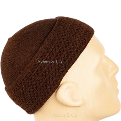 Premium Woolly Folded Prayer Hat for Men One Size Muslim Kufi Cap