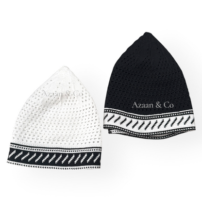 Men’s Prayer Hat Knitted Premium Quality Cotton Material Black White