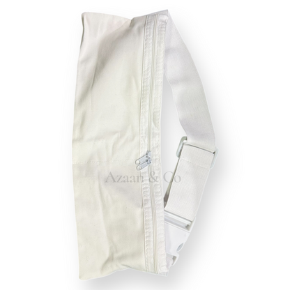 White Elastic Ihram Belt with Zip Pockets Adjustable One Size Hajj Umrah Waist Bag