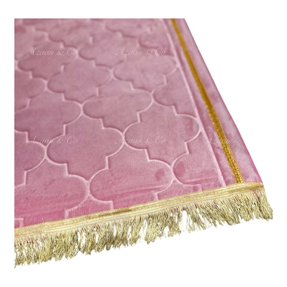 Soft Dome Shape Prayer Mat with Tassel Velvet Islamic Musalla Padded Salah Travel Prayer Rug