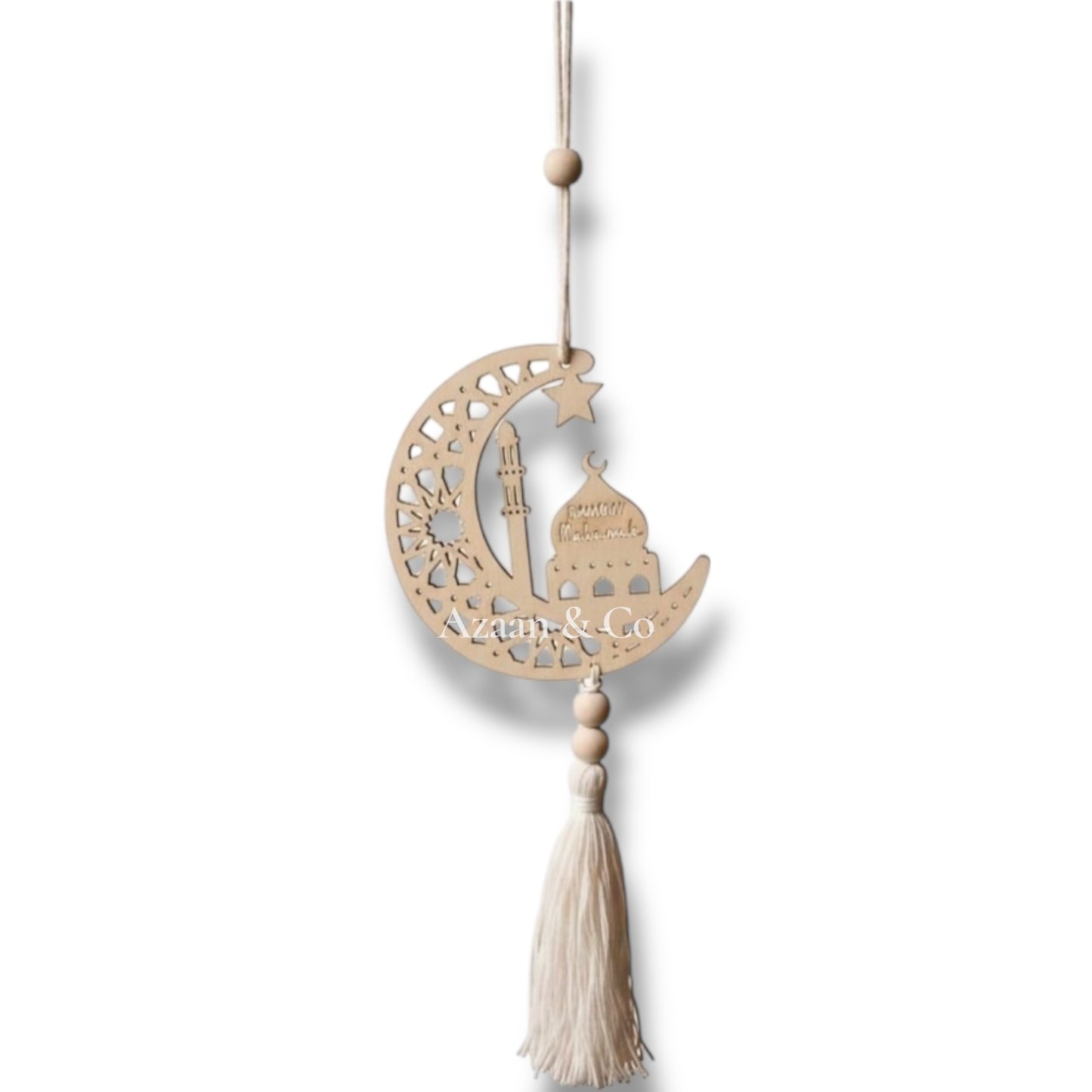 Wooden Ramadan Mubarak Hanging Decor - Ramadhan Kareem Decoration