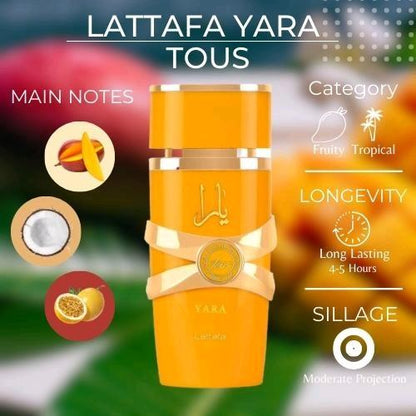 Lattafa Yara Tous 100ml EDP Tropical Fruity Coconut Mango Vanilla Musk Arabic Perfume Spray