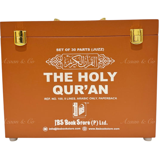 Holy Qur'an 30 Juz (Para) Box Set - Large Arabic Script – 9 Line Softcover (Brown)