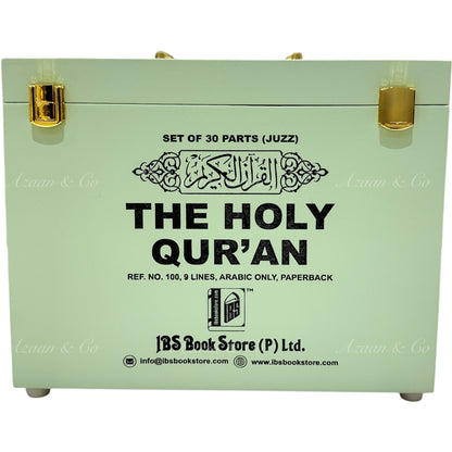 Holy Qur'an 30 Juz (Para) Box Set - Large Arabic Script – 9 Line Softcover (Marine)