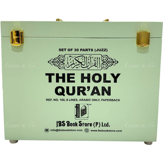 Holy Qur'an 30 Juz (Para) Box Set - Large Arabic Script – 9 Line Softcover (Marine)