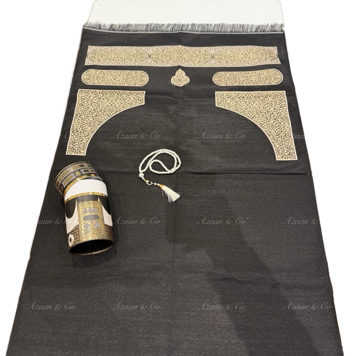 Kaaba Door Pattern Prayer Mat & Tasbeeh Kaaba Box Gift Set
