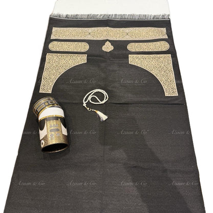 Kaaba Door Pattern Prayer Mat & Tasbeeh Kaaba Box Gift Set