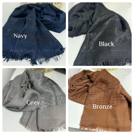 4x Turkish Cotton Modal Self Print Hijab Bundle