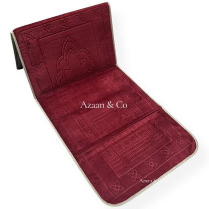 Folding Prayer Mat Janamaz Salah Rug 42x21 Inch Recline Backrest Padded Back Support with Seat Suitable for Outdoor Use Hajj Ummrah Travel Gift Ramadan Eid