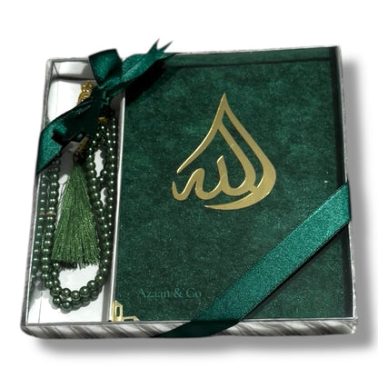 Surah Book & Tasbeeh Gift Set with Ribbon Islamic Prayer Gift Pack