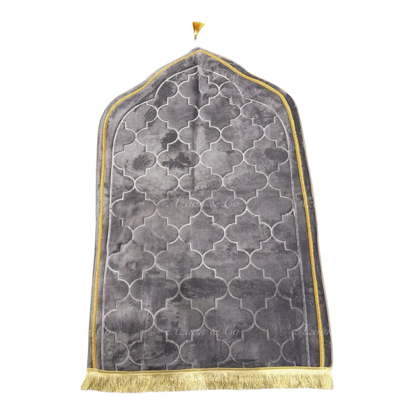 Soft Dome Shape Prayer Mat with Tassel Velvet Islamic Musalla Padded Salah Travel Prayer Rug