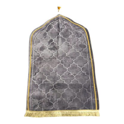 Soft Dome Shape Prayer Mat with Tassel Velvet Islamic Musalla Padded Salah Travel Prayer Rug