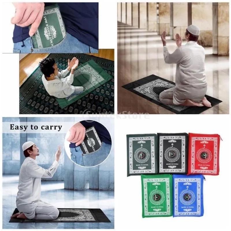 Pocket Size Travel Prayer Mat Foldable Lightweight Islamic Musalla Janamaz Portable Salah Rug