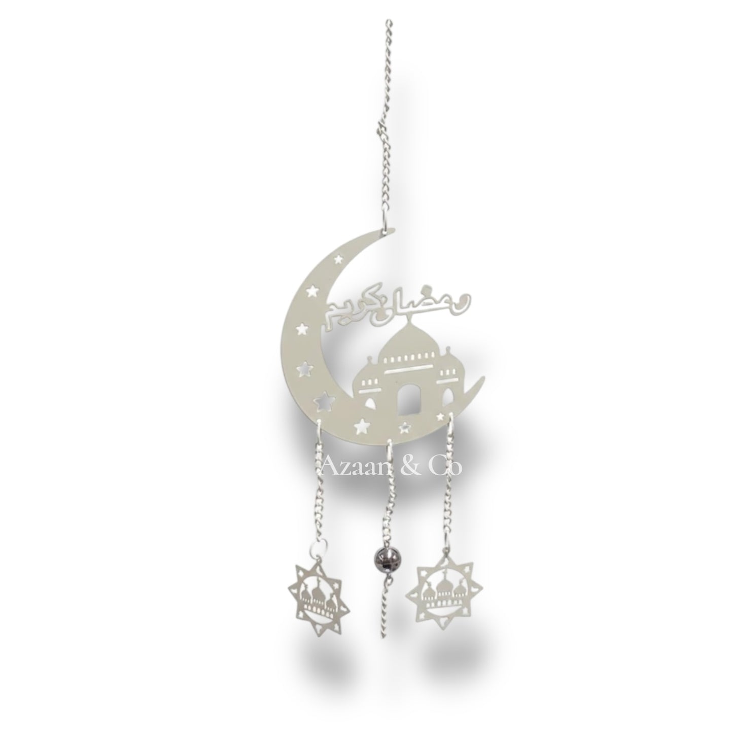 Silver Ramadan Mubarak Hanging Decor - Ramadhan Kareem Decoration