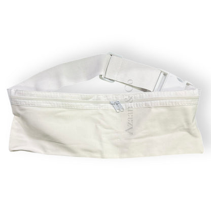 White Elastic Ihram Belt with Zip Pockets Adjustable One Size Hajj Umrah Waist Bag