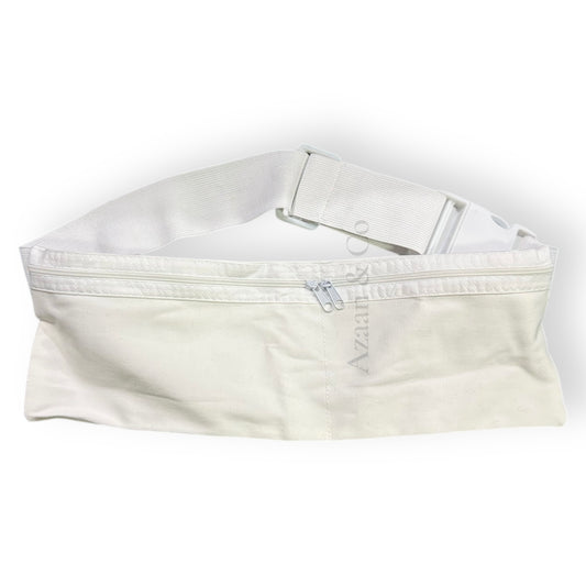 White Elastic Ihram Belt with Zip Pockets Adjustable One Size Hajj Umrah Waist Bag