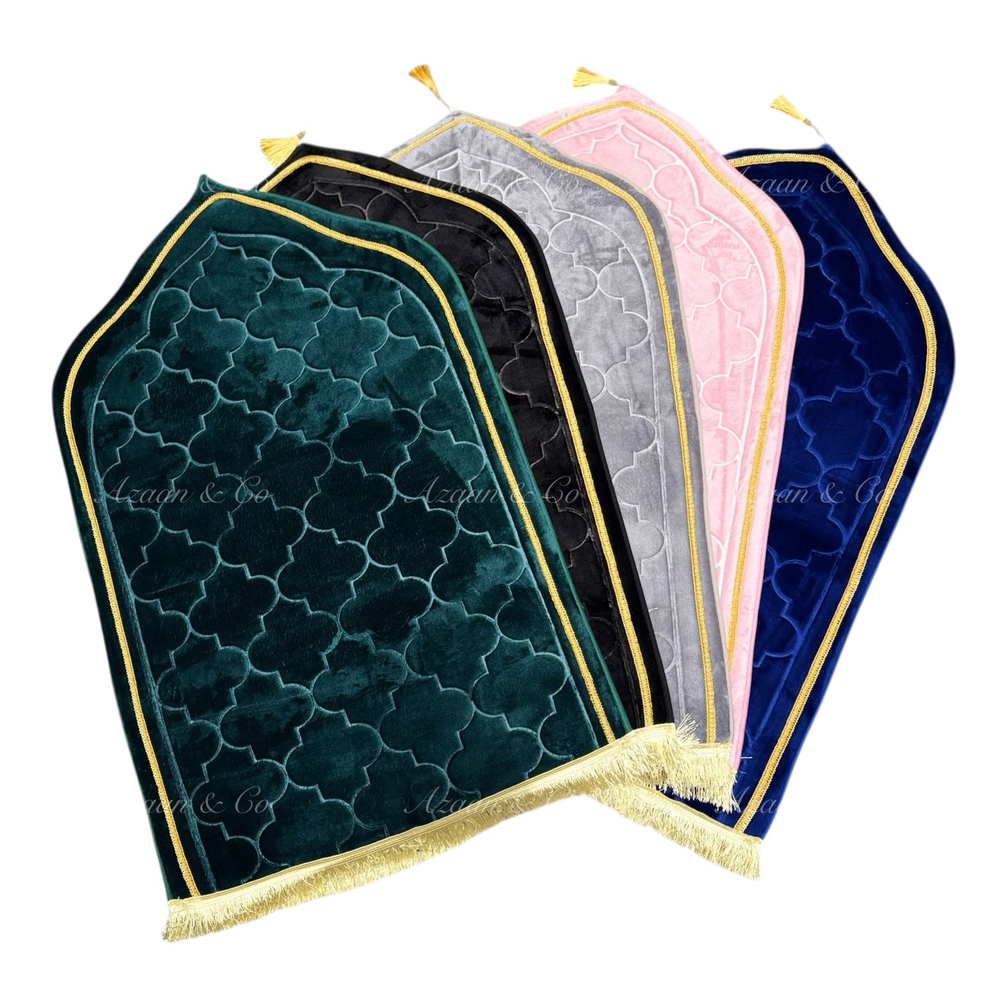 Soft Dome Shape Prayer Mat with Tassel Velvet Islamic Musalla Padded Salah Travel Prayer Rug