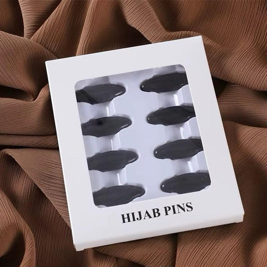 8x Black Oval Plastic Safety Pins