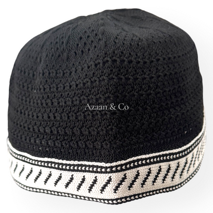 Men’s Prayer Hat Knitted Premium Quality Cotton Material Black White