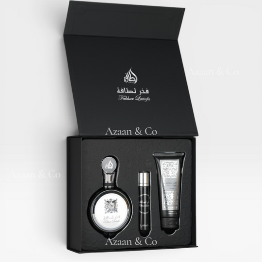 Fakhar Men by Lattafa 3pc Gift Set 100ml EDP + 12ml + Shower Gel 100ml