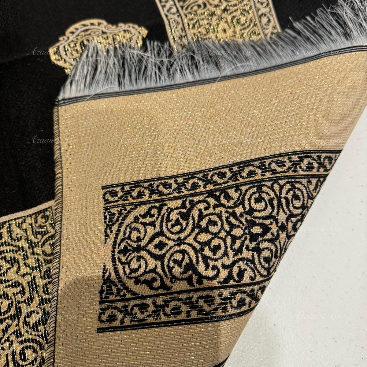 Kaaba Door Pattern Prayer Mat & Tasbeeh Kaaba Box Gift Set