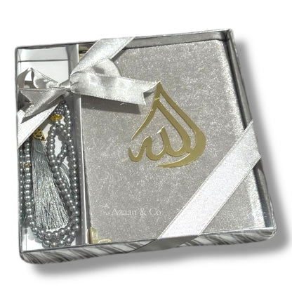 Surah Book & Tasbeeh Gift Set with Ribbon Islamic Prayer Gift Pack