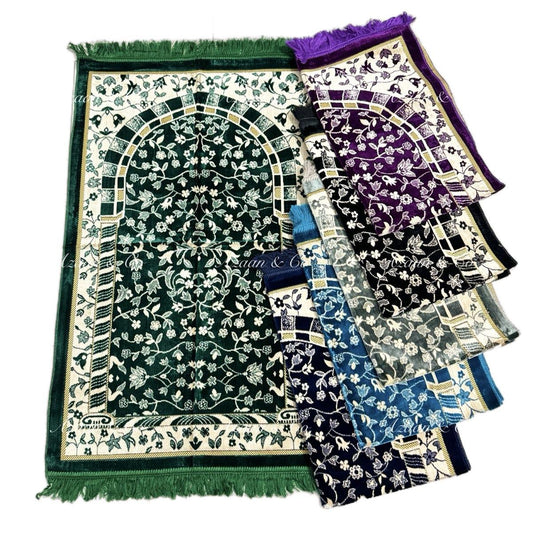 Rawdah Inspired Floral Soft Turkish Prayer Mats (D4)
