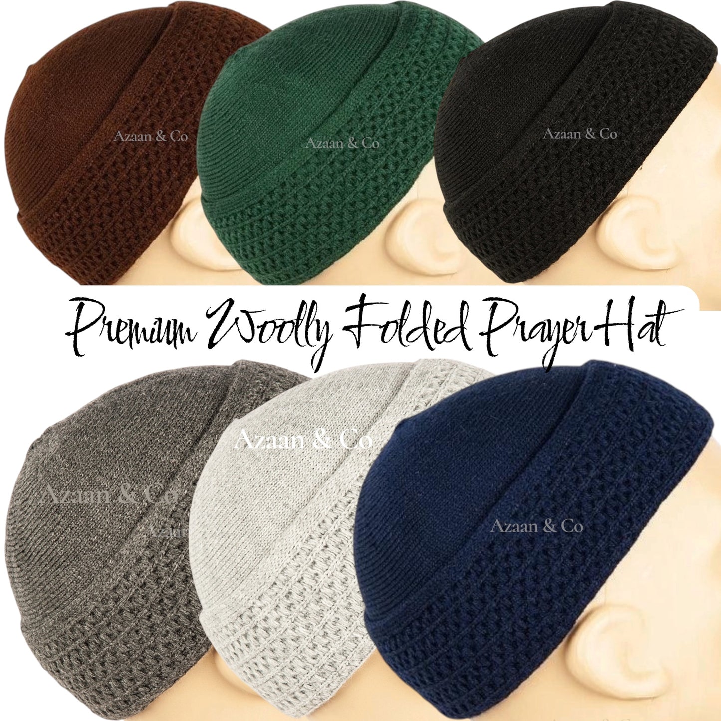 Premium Woolly Folded Prayer Hat for Men One Size Muslim Kufi Cap