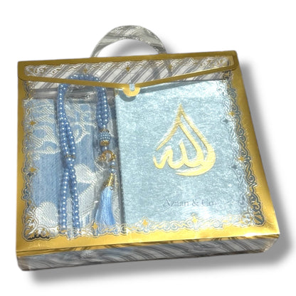 Travel Prayer Mat, Surah Book & Tasbeeh Gift Set