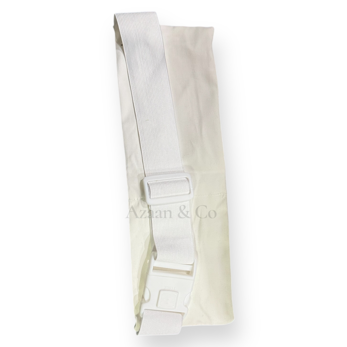White Elastic Ihram Belt with Zip Pockets Adjustable One Size Hajj Umrah Waist Bag