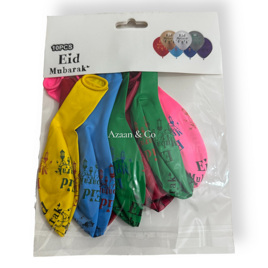 10pc Ramadan Kareem & Eid Mubarak Balloons Assorted Colours Party Decoration