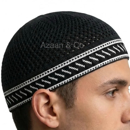 Men’s Prayer Hat Knitted Premium Quality Cotton Material Black White