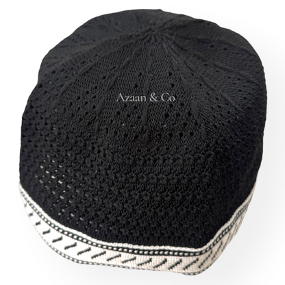 Men’s Prayer Hat Knitted Premium Quality Cotton Material Black White