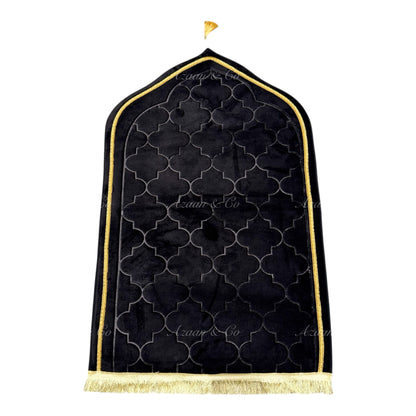 Soft Dome Shape Prayer Mat with Tassel Velvet Islamic Musalla Padded Salah Travel Prayer Rug