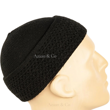 Premium Woolly Folded Prayer Hat for Men One Size Muslim Kufi Cap